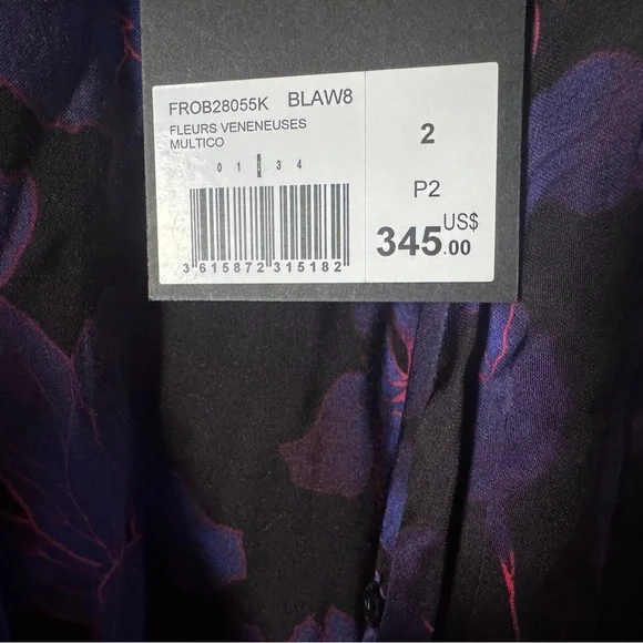 NWT The Kooples Purple and Black Bishop Sleeve Sundress Size 2 - Picture 4 of 4